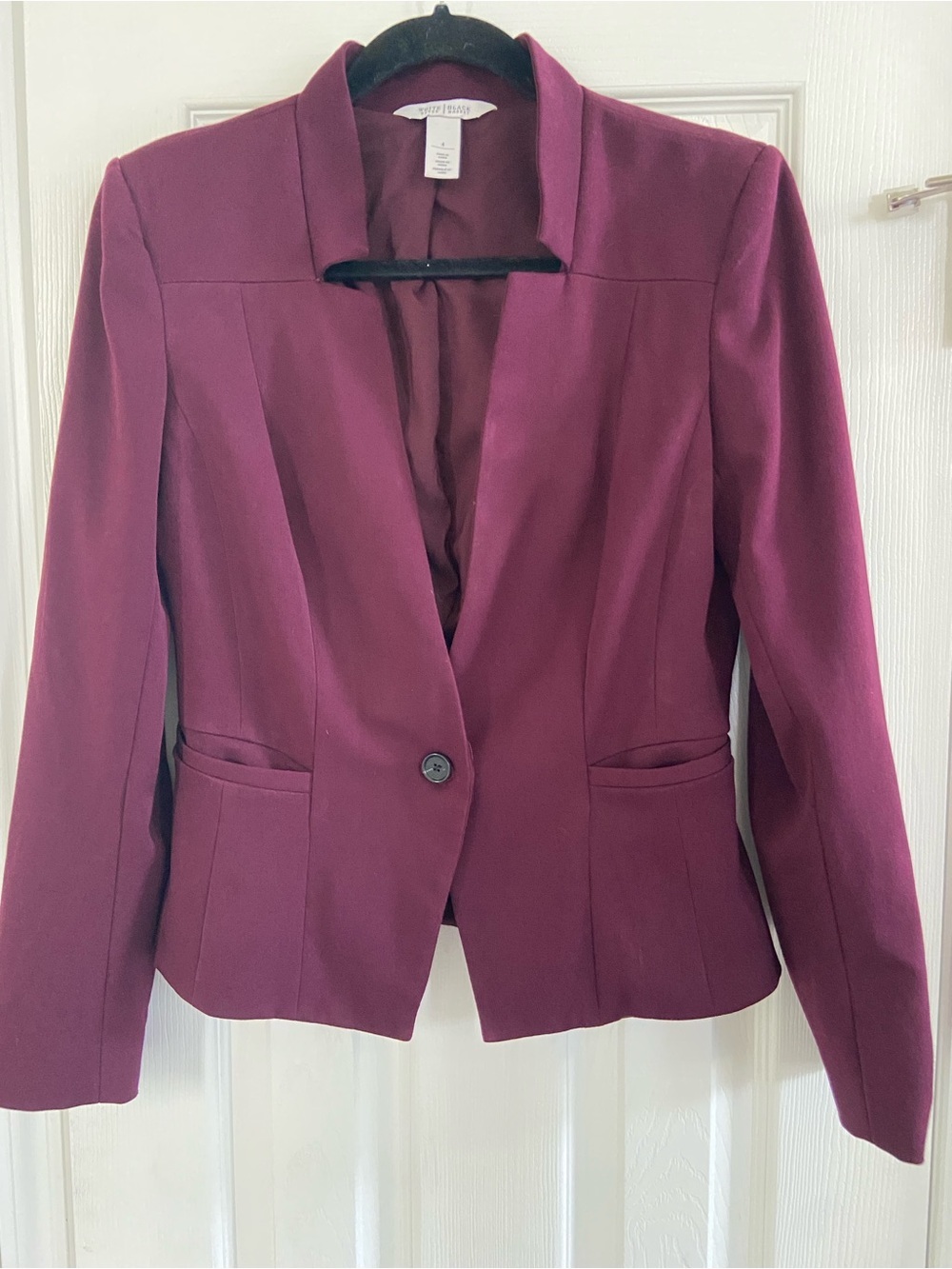 White House Black Market Women's Plum Single-Button Blazer